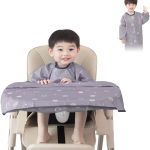 MOTEERLLU Coverall Baby Feeding Bib for Eating,Long Sleeves Bib Attaches to Highchair and Table,Weaning Bibs